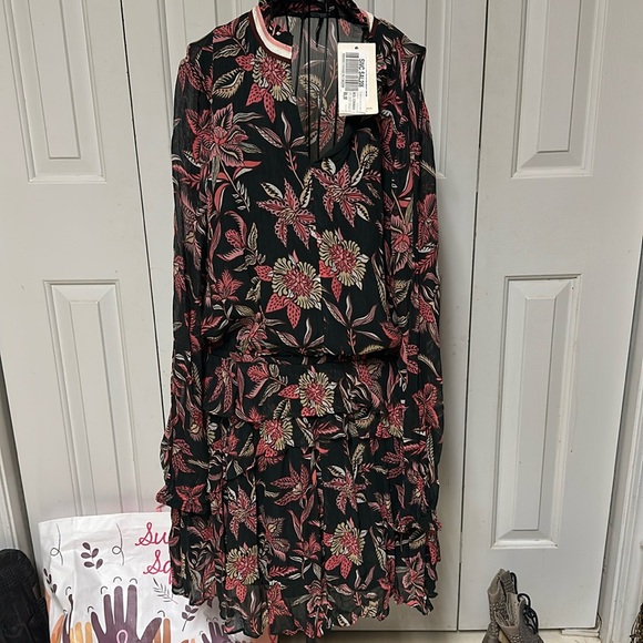 Scotch & Soda Dresses & Skirts - Scotch & Soda Bamboo Beach Floral Print Dress medium Women's Black/Pink …